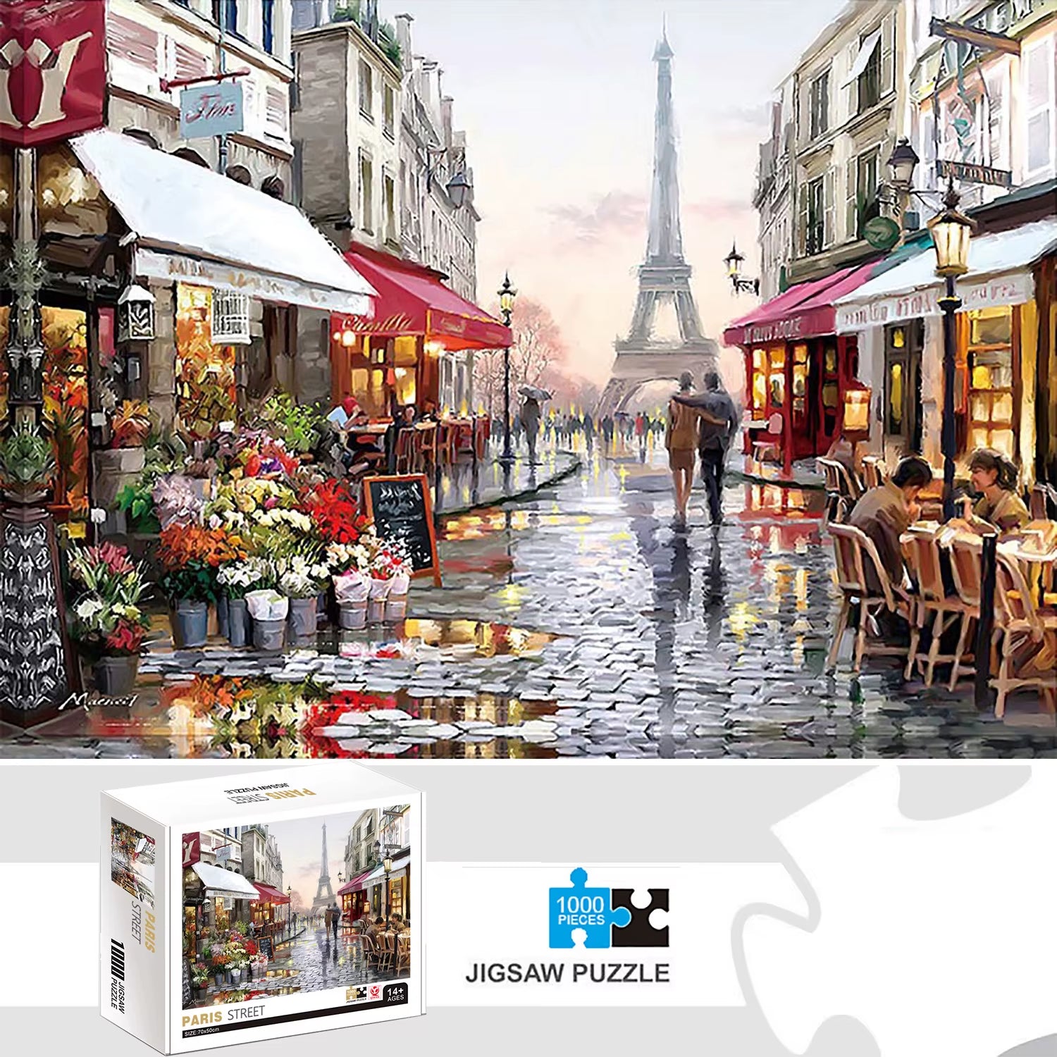 1000 Pieces Paris Street Jigsaw Puzzle Home Decor Adults Puzzle Games Family Fun Floor Puzzles Educational Toys for Kids