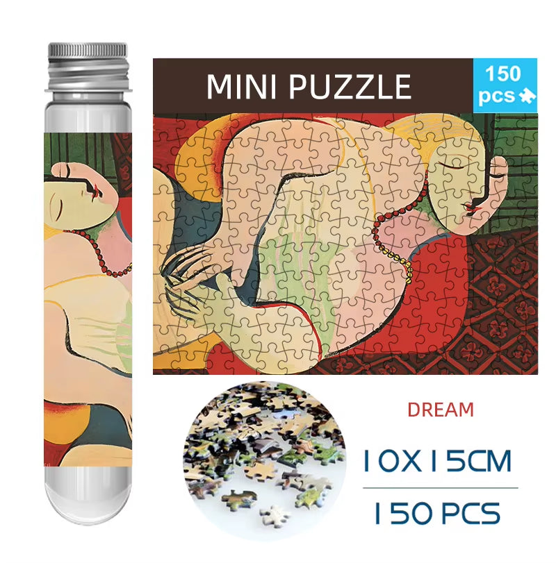 Jigsaw Puzzle 150Pcs Mini Test Tube 15*10Cm Travel Game World Famous Van Gogh Oil Paintings