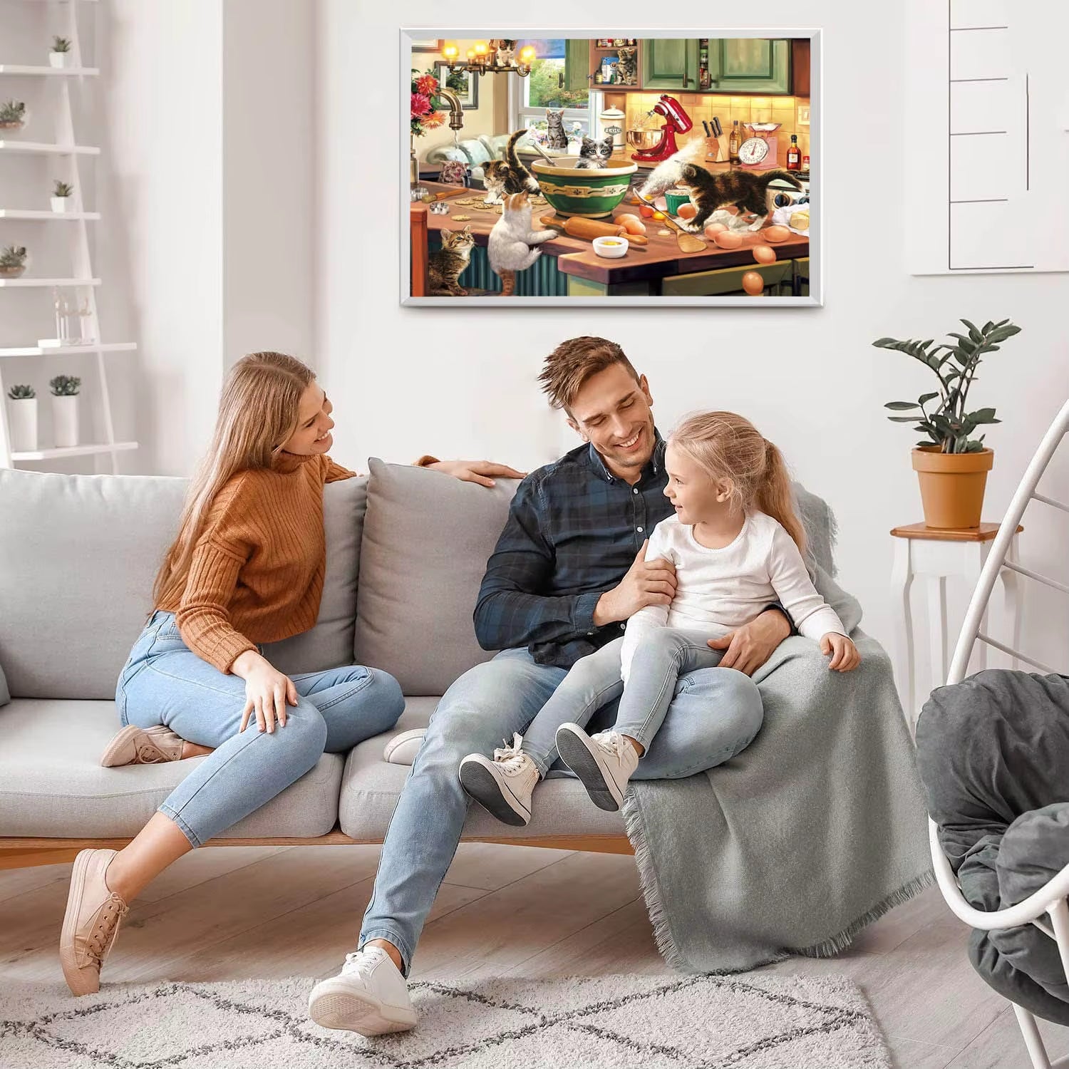 1000 Pieces Kitchen Cat Jigsaw Puzzle Home Decor Adults Puzzle Games Family Fun Floor Puzzles Educational Toys for Kids