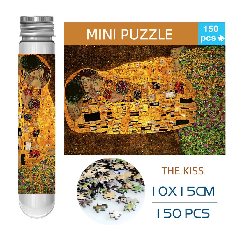 Jigsaw Puzzle 150Pcs Mini Test Tube 15*10Cm Travel Game World Famous Van Gogh Oil Paintings
