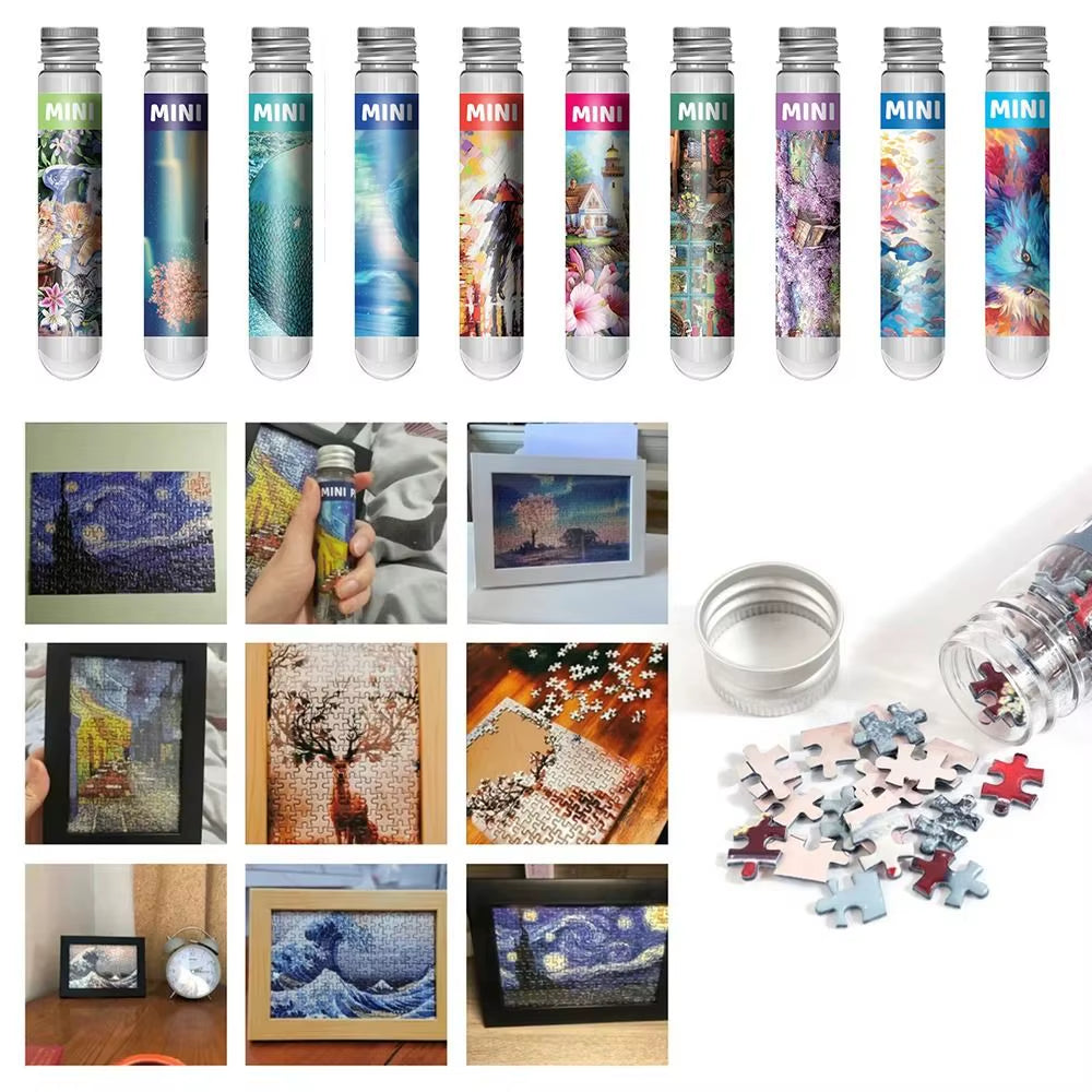 150Pcs/Set Creative Oil Painting Jigsaw Puzzles Gifts Mini Puzzle Game Test Tube Decompression Game Adult Children