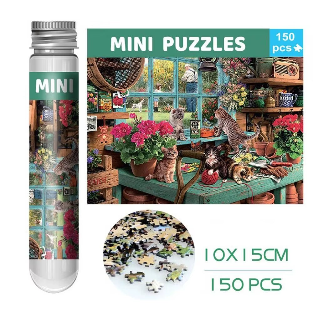 150Pcs/Set Creative Oil Painting Jigsaw Puzzles Gifts Mini Puzzle Game Test Tube Decompression Game Adult Children