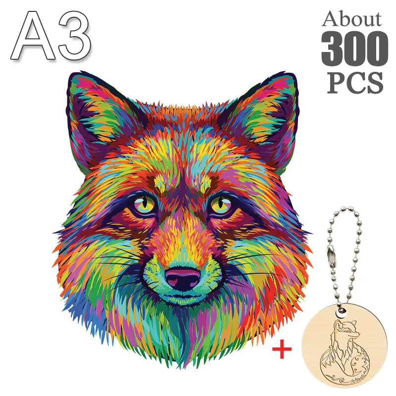 Wooden Puzzle Animals Fox Puzzle Toy Each Piece Is Cartoon Animal Wooden Jigsaw Puzzle for Adults Kids Toys