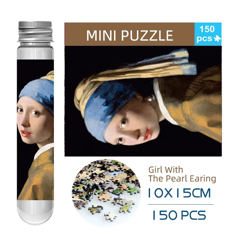Jigsaw Puzzle 150Pcs Mini Test Tube 15*10Cm Travel Game World Famous Van Gogh Oil Paintings