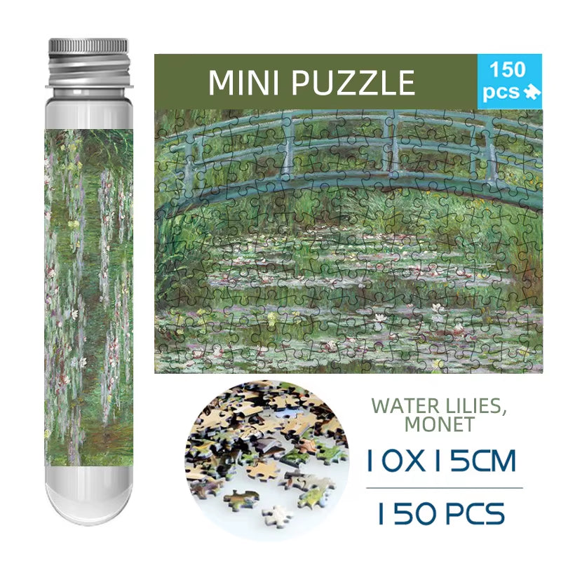 Jigsaw Puzzle 150Pcs Mini Test Tube 15*10Cm Travel Game World Famous Van Gogh Oil Paintings