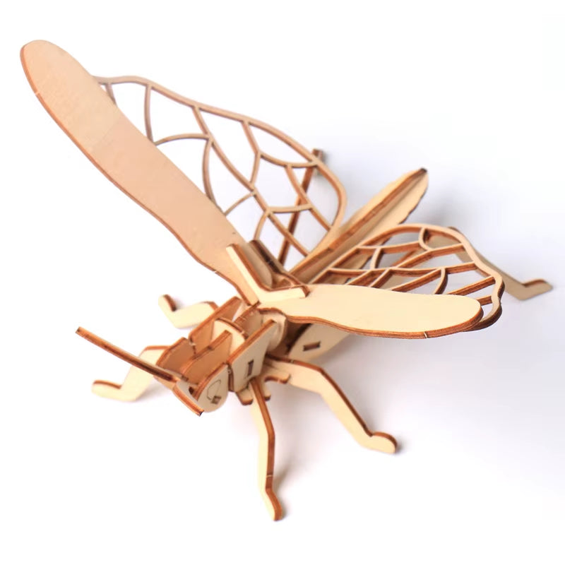 Children'S DIY Wooden Puzzle Three-Dimensional 3D Hand Assembled Insect Model Brain Game Toys for Kids Gift