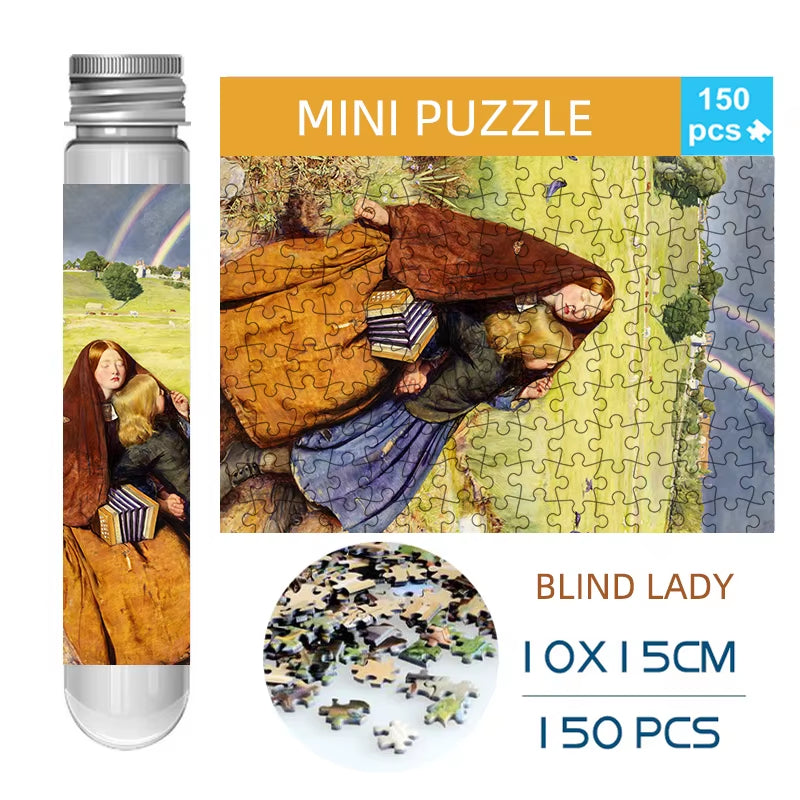 Jigsaw Puzzle 150Pcs Mini Test Tube 15*10Cm Travel Game World Famous Van Gogh Oil Paintings