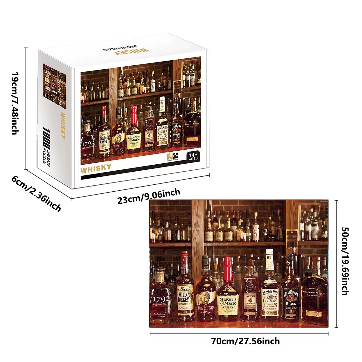 1000 Pieces Whisky Jigsaw Puzzles for Adults Home Decor Games Family Fun Floor Puzzles Educational Toys for Kids
