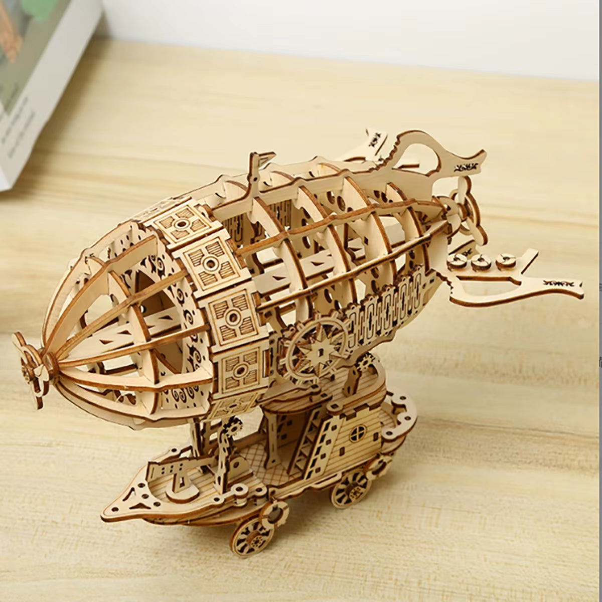 Airship 3D Car Wooden Puzzle Scale Model,Diy Model Kit, Handcraft Gift,Home Decoration,Mechanical Model Kit, Building Toy