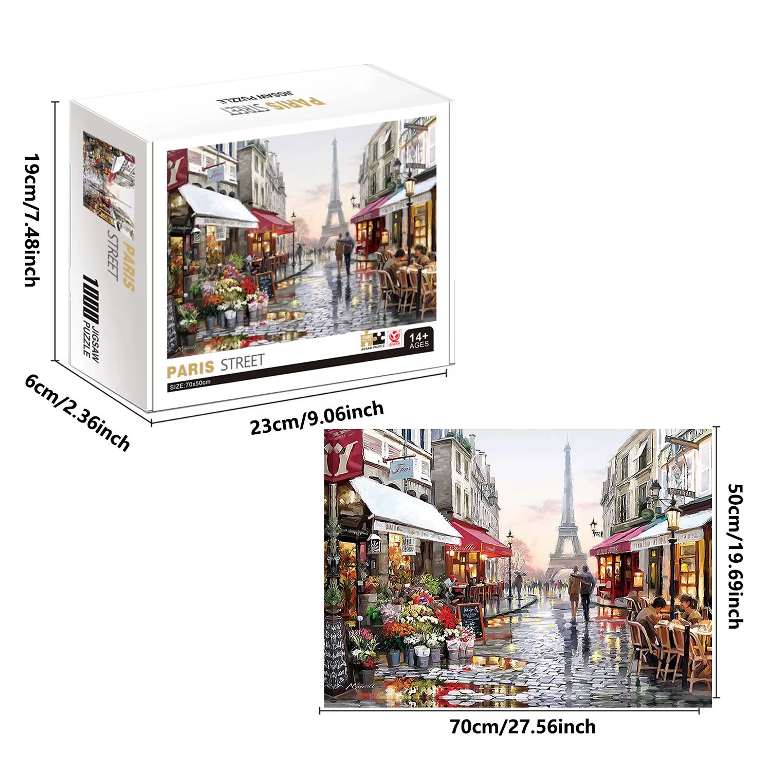 1000 Pieces Paris Street Jigsaw Puzzle Home Decor Adults Puzzle Games Family Fun Floor Puzzles Educational Toys for Kids