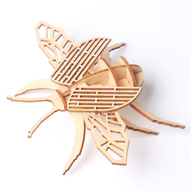 Children'S DIY Wooden Puzzle Three-Dimensional 3D Hand Assembled Insect Model Brain Game Toys for Kids Gift