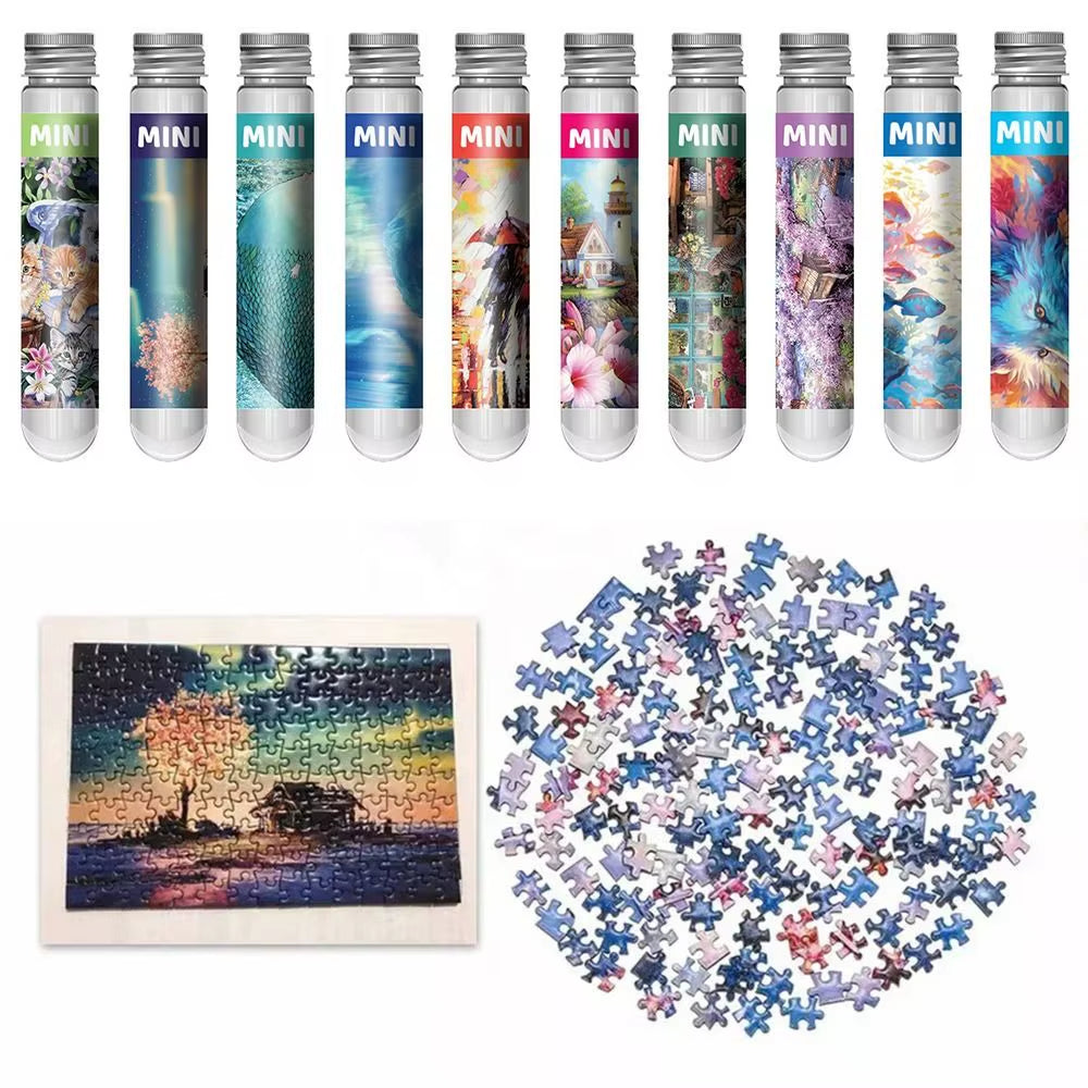 150Pcs/Set Creative Oil Painting Jigsaw Puzzles Gifts Mini Puzzle Game Test Tube Decompression Game Adult Children