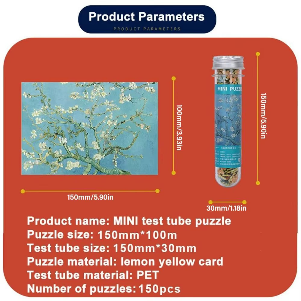 150Pcs/Set Creative Oil Painting Jigsaw Puzzles Gifts Mini Puzzle Game Test Tube Decompression Game Adult Children